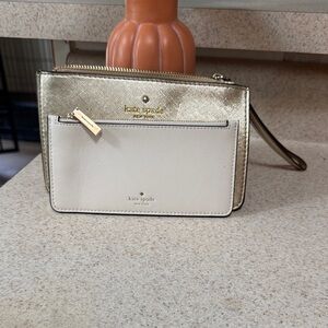 Kate Spade Metallic Gold and Cream Clutch